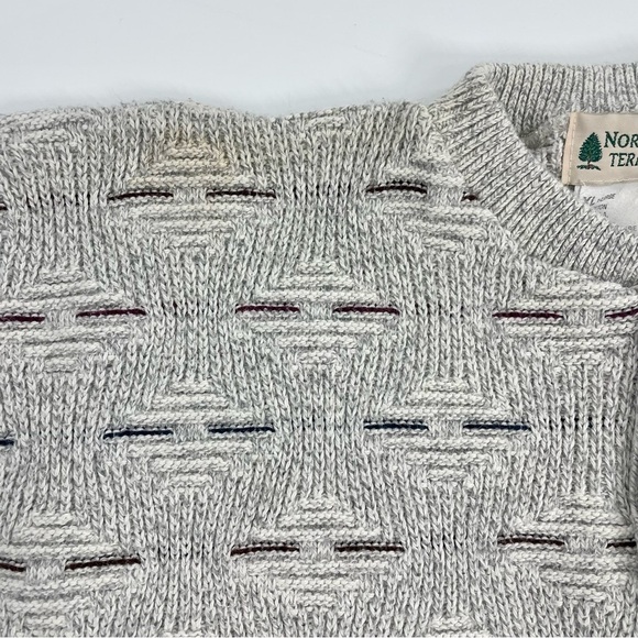 Vintage Northwest Territory Chunky Neutral Grey Henley Cotton Grandpa Sweater XL - Picture 10 of 10